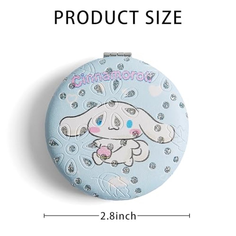 easitea Cute Compact Mirror for Women & Girls, Bling Leather Travel Makeup Mirror with 1X/3X Magnifying, Gift for Her