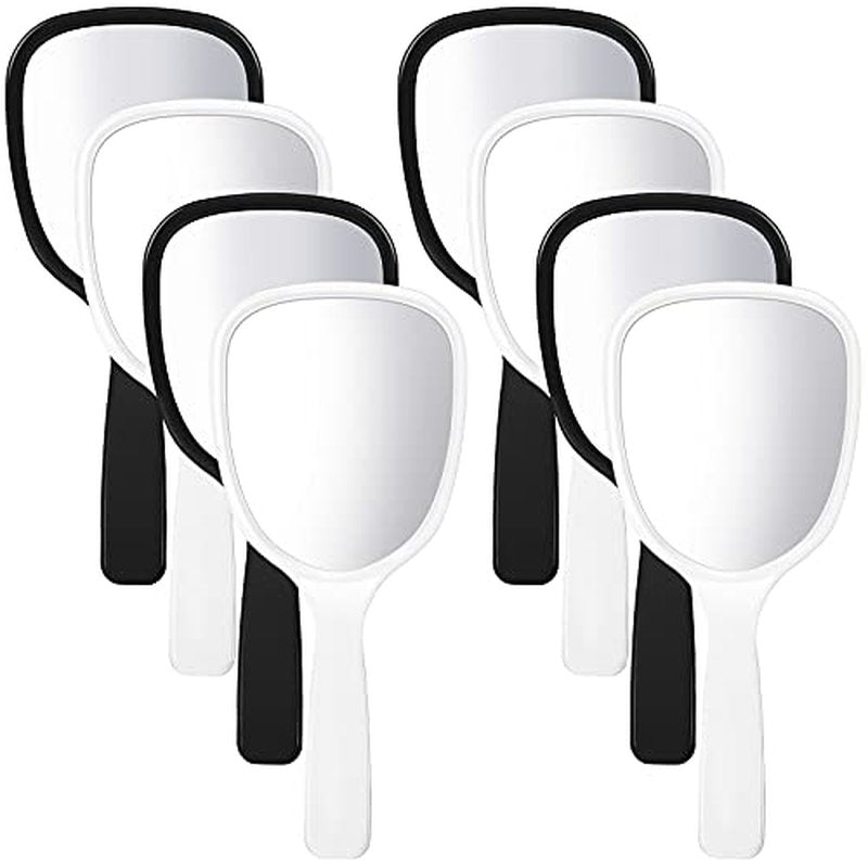 Jetec Small Handheld Hand Mirror Compact Travel Makeup Mirror Handheld Cosmetic Personal Mirror Portable Vanity Mirror 3.15 * 7.09inch(Black, White,8 Pcs)