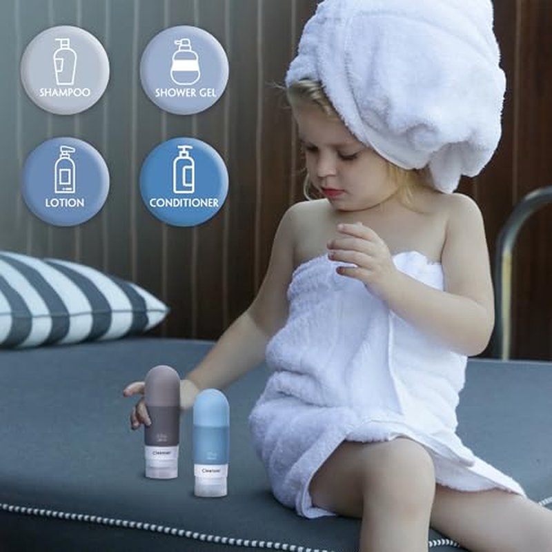 yahaa Travel Bottles for Toiletries,3oz Leak Proof Squeezable Travel Size Containers, 5 Pack TSA Approved Travel Essentials for Shampoo Conditioner,Silicone,Black Pack