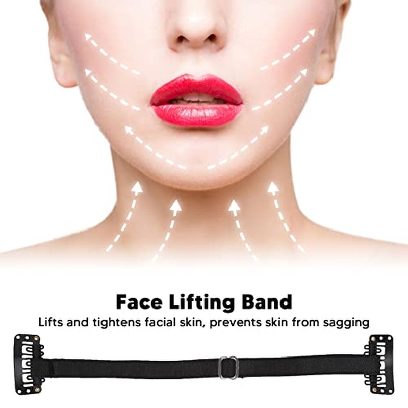 4pcs Facelift Bands with Clips, Elastic Facial Belt Eye Wrinkle Removal Belt, Facelift Patch Straps for Hair (Black)