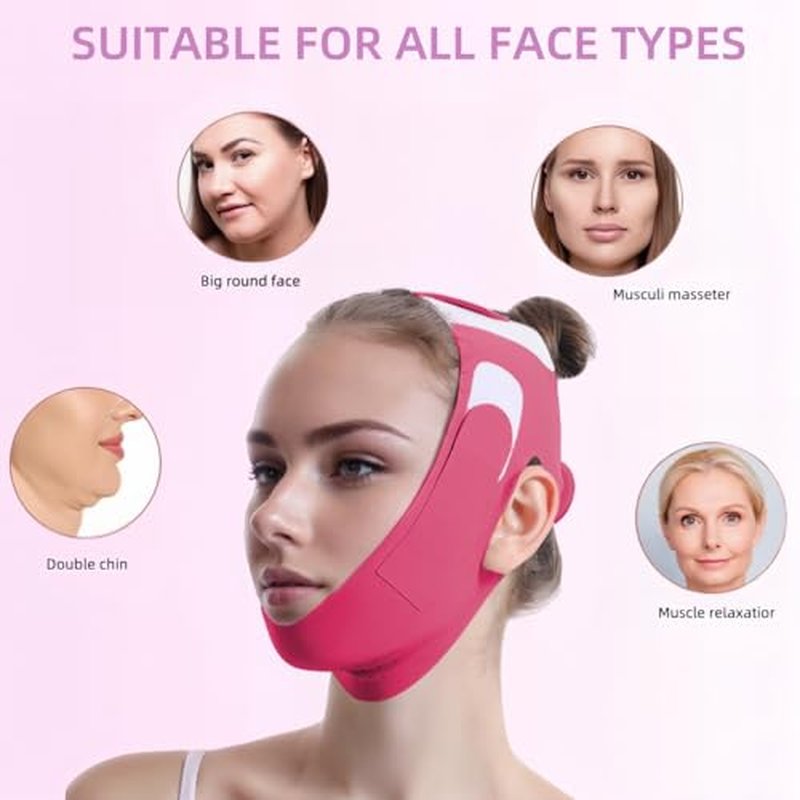 Graphene V-Line Mask Chin Up Mask V Shaped Face Mask Chin strap for sleeping, Jaw Exerciser(Wine red)
