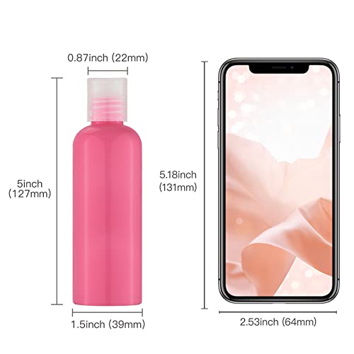 owlyee 3.4 oz Travel Bottles for Toiletries, Empty Travel Size Containers Tsa Approved, 5PCS Small Plastic Shampoo Bottles with Labels (100ml)