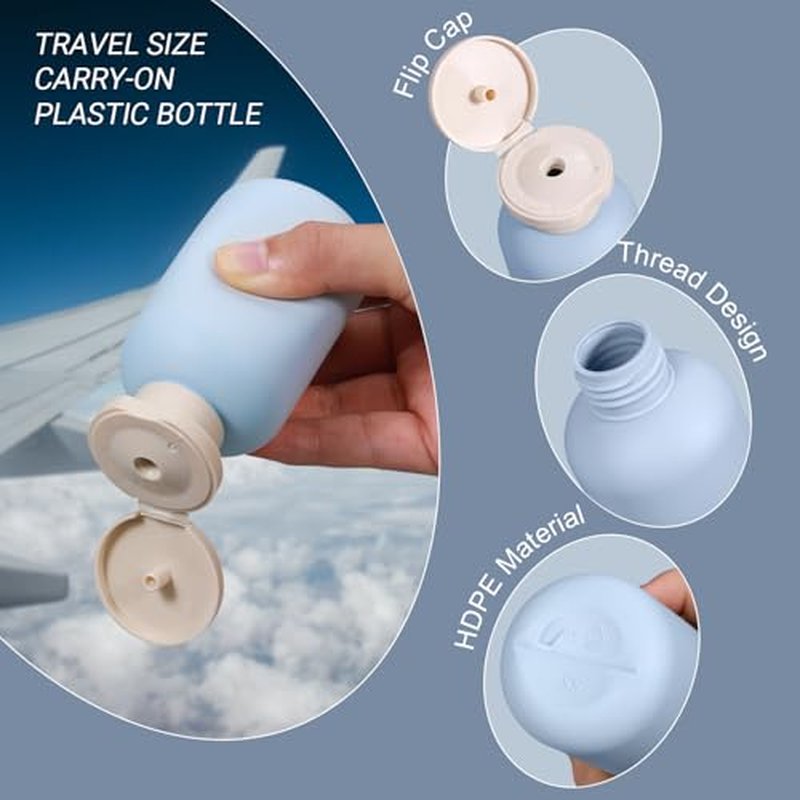 UMETASS Travel Shampoo Bottle, Empty Plastic Squeeze Bottles 3.4oz with Flip Cap, Lotion Container for Toiletries