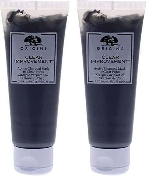 Origins Clear Improvement Active Charcoal Mask for Unisex, 2.5 Fl Oz (Pack of 2)