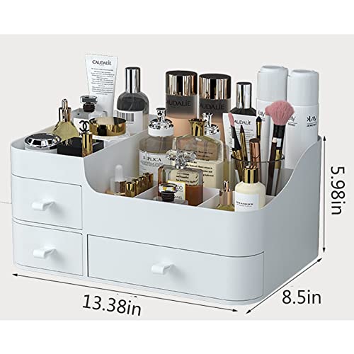 POFUOT skin care organizer,Makeup Desk Organizer With Drawers,Countertop Organizer for Cosmetics,Vanity brush with Holder for Lipstick, Brushes, Eyeshadow, and Desktop Finishing Dresser