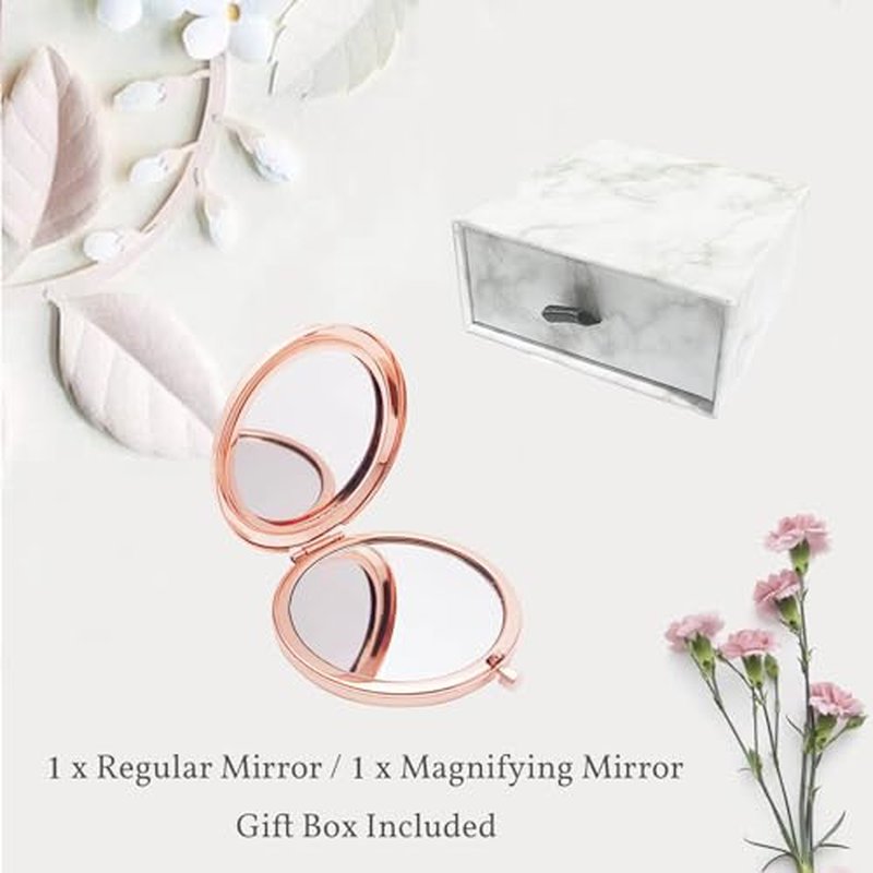 boutikpro Birthday Gift for Women Mom Sister Daughter Compact Mirror, Gorgeous Rose Gold Compact Mirror Unique Birthday Gift for Wife Sisters BFF