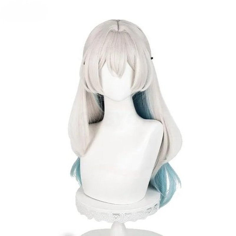 Gorgewg Starail Star Rail Firefly Cosplay Wig Long Straight Middle Part Grey Green Blue Roleplay Costume Wigs Synthetic Hair