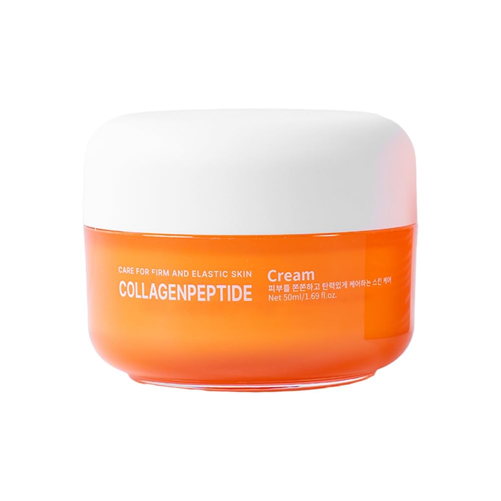 Collagen Peptide Face Cream Moisturizer, Korean Skincare Night Cream for Dry Skin, Firming Neck & Face Moisturizing, Anti Aging Hydrating Cream with Peptides + Niacinamide, Smooth Texture & Glow, 50ml