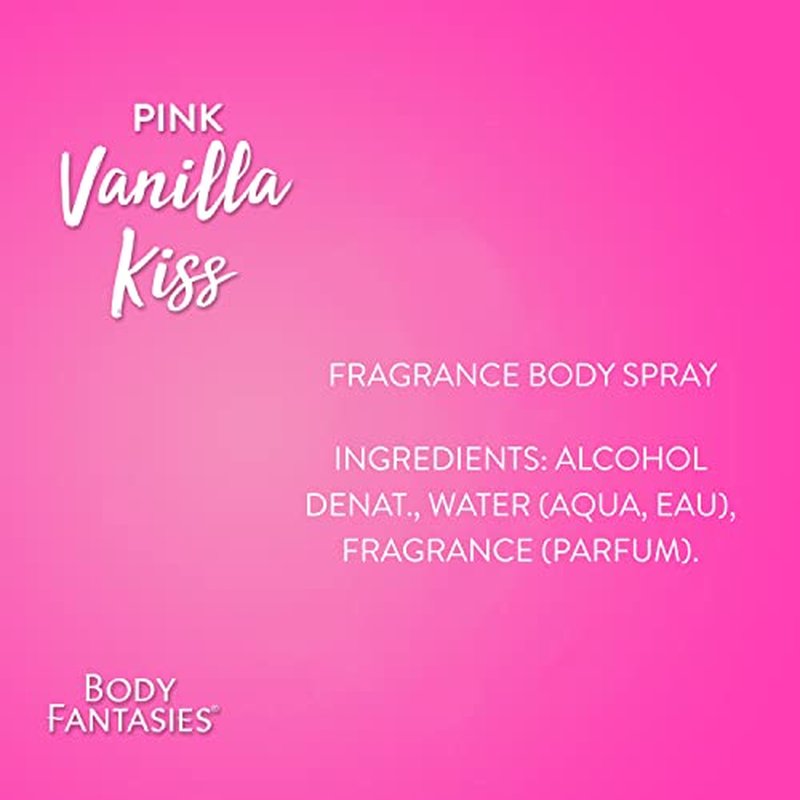 Body Fantasies SIGNATURE Fragrance Body Spray, Pink Vanilla Kiss Fantasy, 8 Fluid Ounce (BF44) (Pack of 2)