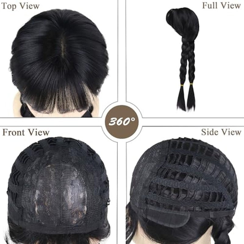 GNIMEGIL 23inch Long Black Braided Wigs for Women Cosplay Halloween Costume Small Petite Size Wig