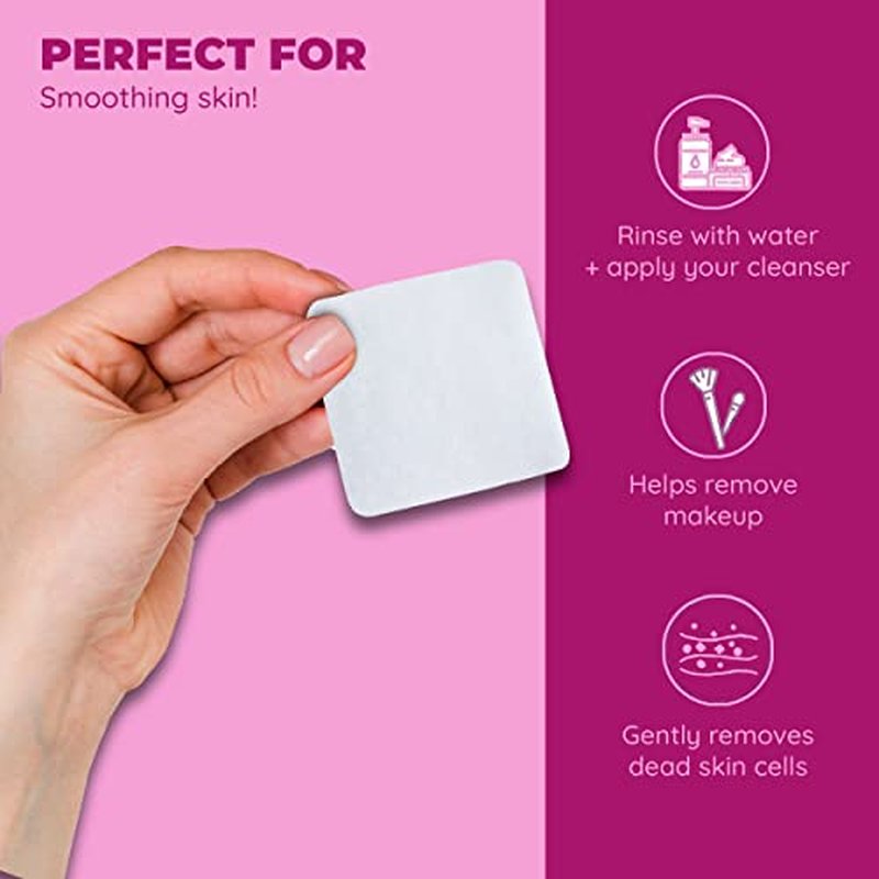 Jacent Mini Exfoliating Sponges: Square Facial Cleansing and Makeup Removal Pads, Suitable for All Skin Types, Multi-Purpose Exfoliating Sponges, Facial Sponges - 3 Pack
