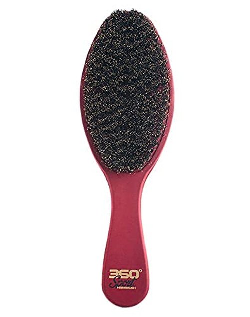 ROYAL BURGUNDY SOFT 100% BOAR BRISTLE 360 WAVE BRUSH - Crown 2.0 Hairbrush by Crown Quality Products - The Ultimate 360 Wave Brush