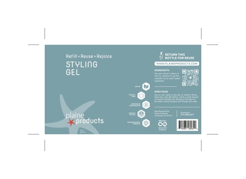 Eco-Friendly Refillable Styling Gel - 10 oz with Pump | Natural Hair Care Solution