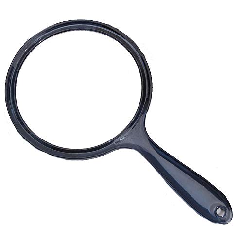 TOPYHL Makeup Hand Mirror, Double-Sided 3X 1x Magnifying Large Travel Handheld Mirror Cosmetic Mirror Acrylic Clear Finish Round Mirror (Black)
