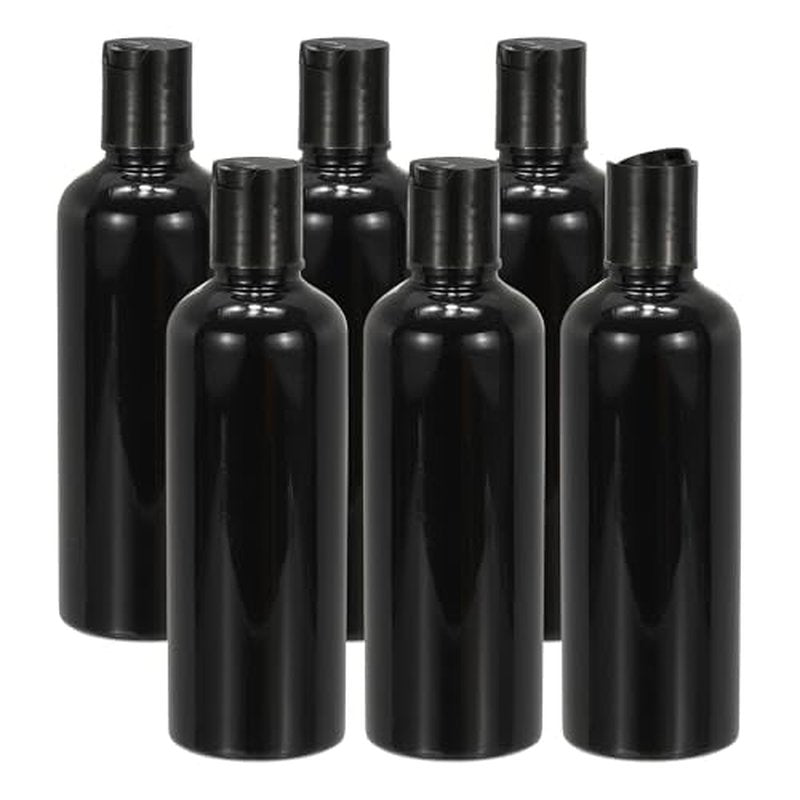 PATIKIL Travel Bottles with Disc Cap, 6 Pcs 3.4 Oz(100ml) Leak Proof Refillable Empty Dispenser Container Squeeze Bottle for Shampoo Toiletries Lotion Cream, Black