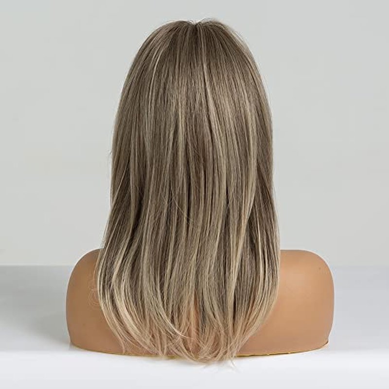 BERON Blonde Wig Long Layered Wigs for Women Blonde Wig Layered Wigs Blonde Synthetic Hair Wig with Bangs
