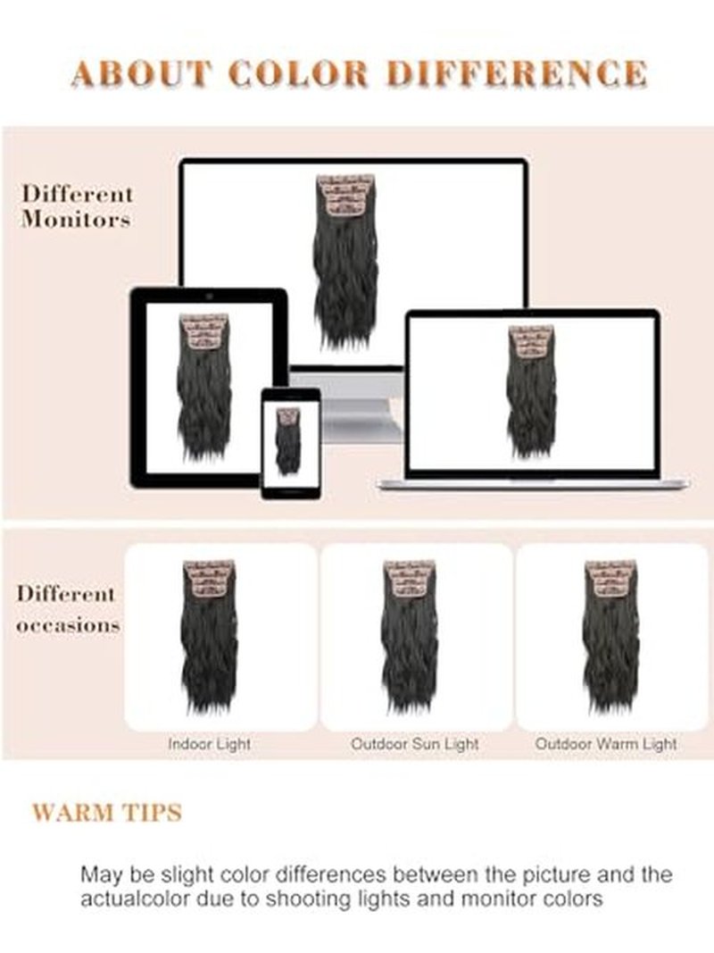 HANYUDIE Clip in Hair Extensions 20 Inch Brown Clip in Hair Extensions for Women 4 PCS Classic Synthetic Long Wavy Hair Extensions Clip ins 11 Clips 210g (Chocolcate Brown mix Honey Blonde)