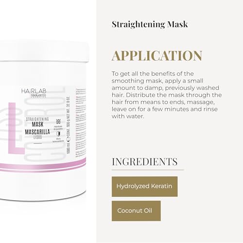SALERM - Smoothing Hair Mask - Lisos Hair Lab - 1000 ml - Perfect Smoothing for Unruly Hair - With Hydrolyzed Keratin and Coconut Oil - Heat Protector for Hair - Eliminates Frizz