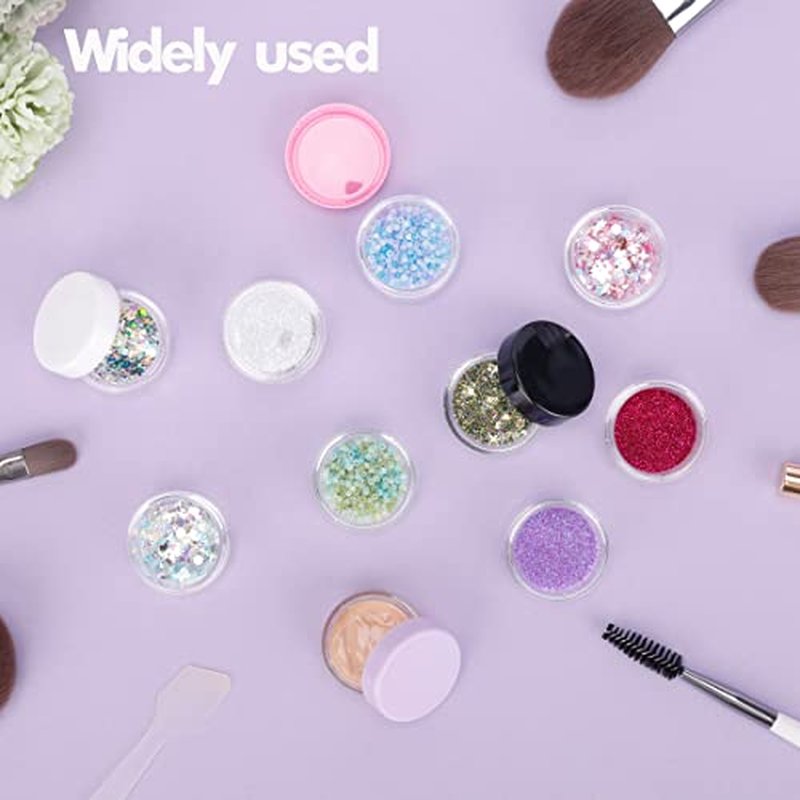 3 Gram Sample Containers with Lids, 25 Count Tiny Sample Jars, Empty Lip Balm Containers, Mini Cosmetic Containers with Lids, Makeup Travel Containers with Labels, Mini Disposable Spatulas
