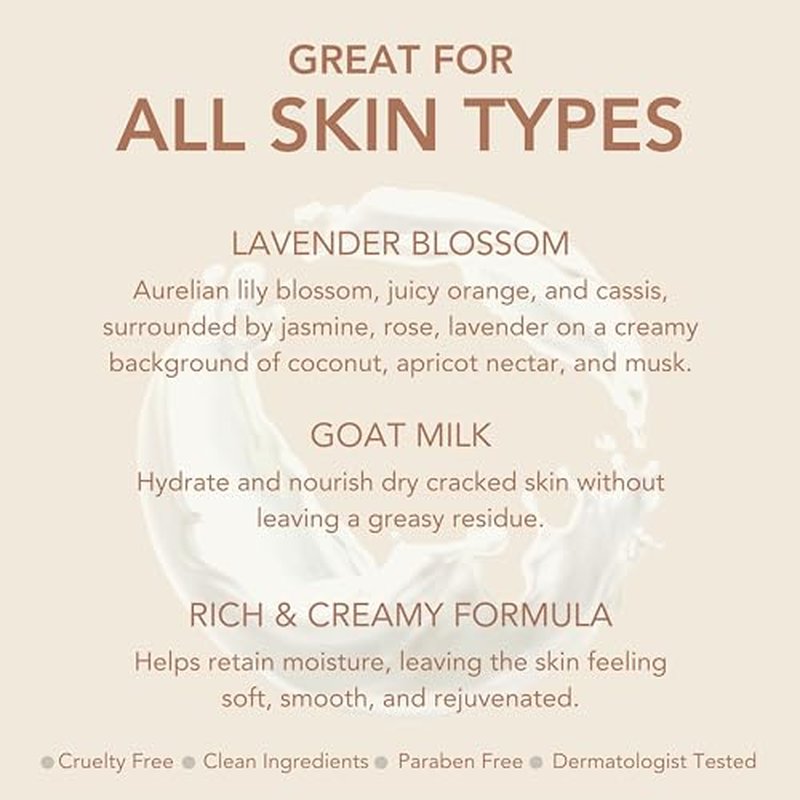 Dionis Goat Milk Skin Care Lavender Blossom Scented Hand Cream Set - Cruelty Free Travel Size Hand Lotion For Hydrating & Moisturizing Dry Skin - Paraben Free Formula Made In The USA, 1 oz Set of 4
