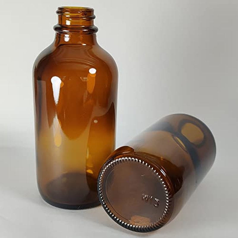 PIPIBA 6Pack 4oz (120ml) Round Drip Tip Glass Eye Droppers. Essential Oil Glass Bottle. For Lab Bottles (Amber)