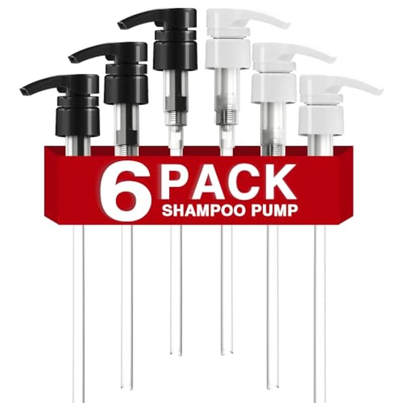 6 Pcs Pumps for Shampoo and Conditioner, Body Wash, Gel, Shampoo Pumps for 1 Liter 33.8 Oz Bottles Salon Conditioner Bottles, Black & White Shampoo Pump Bottle Dispenser, Liquid Pump Dispenser