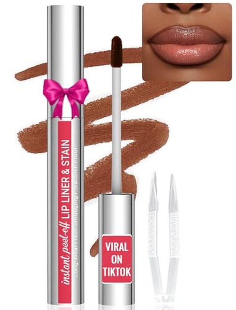 Lip Liner - Lip Liner Stain, Peel Off Lip Liner Tattoo, Long Lasting Lip Stain Peel Off with Natural Finish, Easy to Use, Waterproof, Smudge-proof, Transfer-proof, Highly Pigmented Color, Coffee