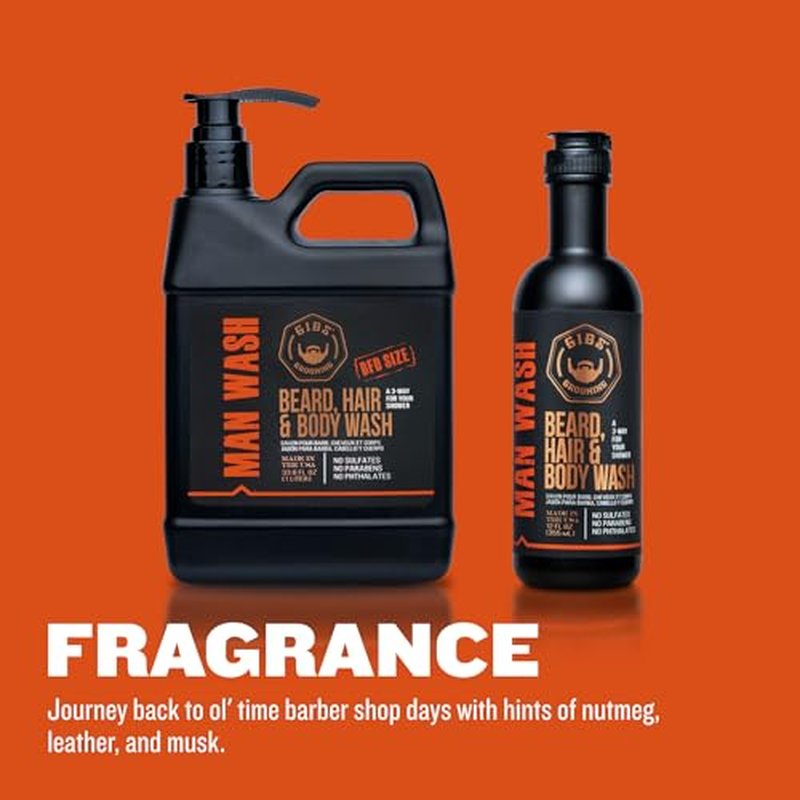 GIBS Grooming 3 in 1 Body Wash for Men - Beard & Hair Moisturizing, & Cleansing Liquid Body Wash with Tea Tree Oil & Copaiba Balsam - Sulfate & Paraben Free Shower Gel - 12 Oz