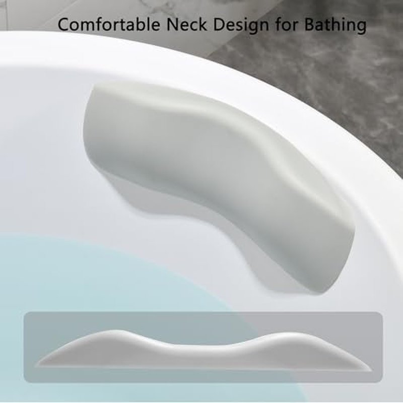 Guluto Bath Pillow, Bathtub Pillow with Self Suction, Waterproof Bath Pillows for Tub Head and Neck Support, Relaxing Bath Tub Pillow for Soaking, Spa Accessories Grey