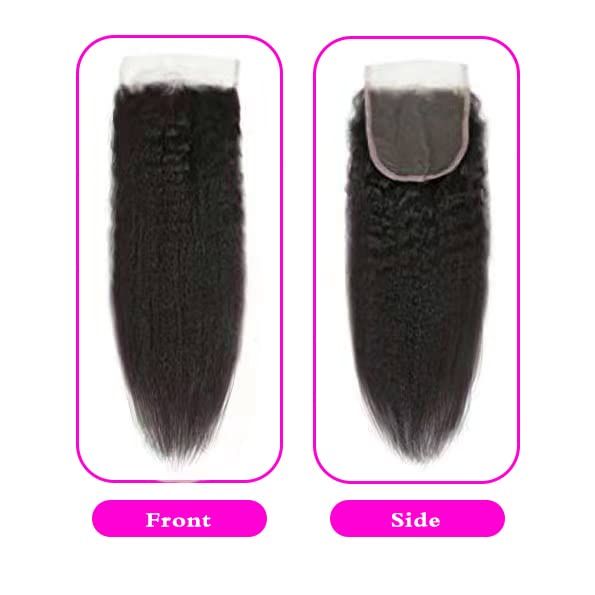 Selina Lace Closure Kinky Straight 4x4 Lace Closure Hd Lace Closure Kinky Straight Human Hair Free Part Lace Closure Hair Natural Color Black(18inch Kinky Straight, 4x4)