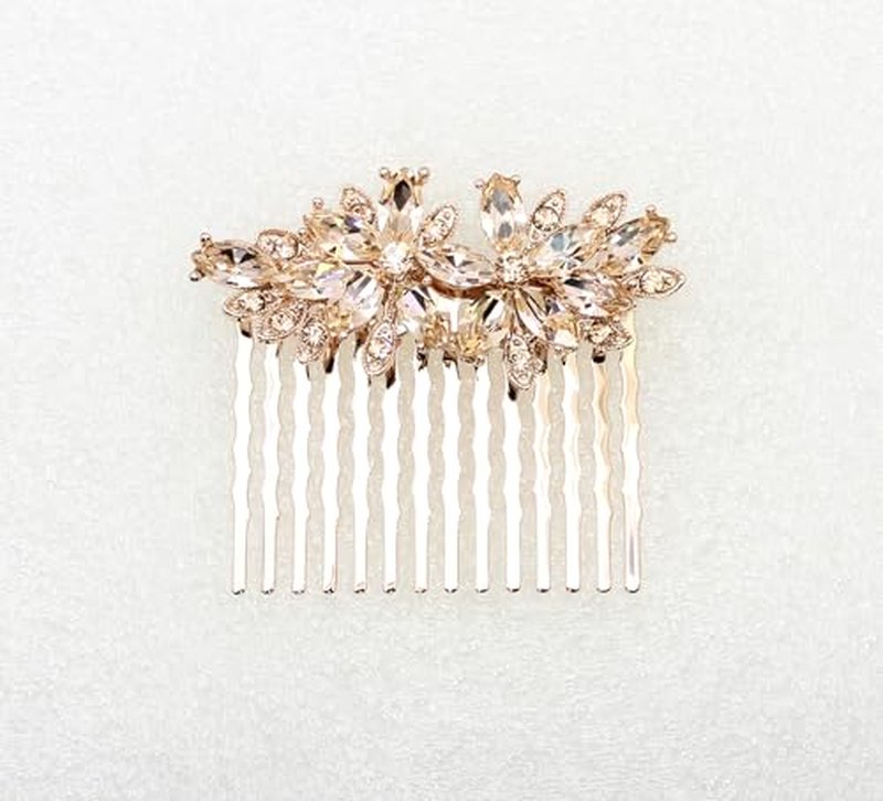 Faship Gorgeous Champagne Rhinestone Crystal Floral Hair Comb