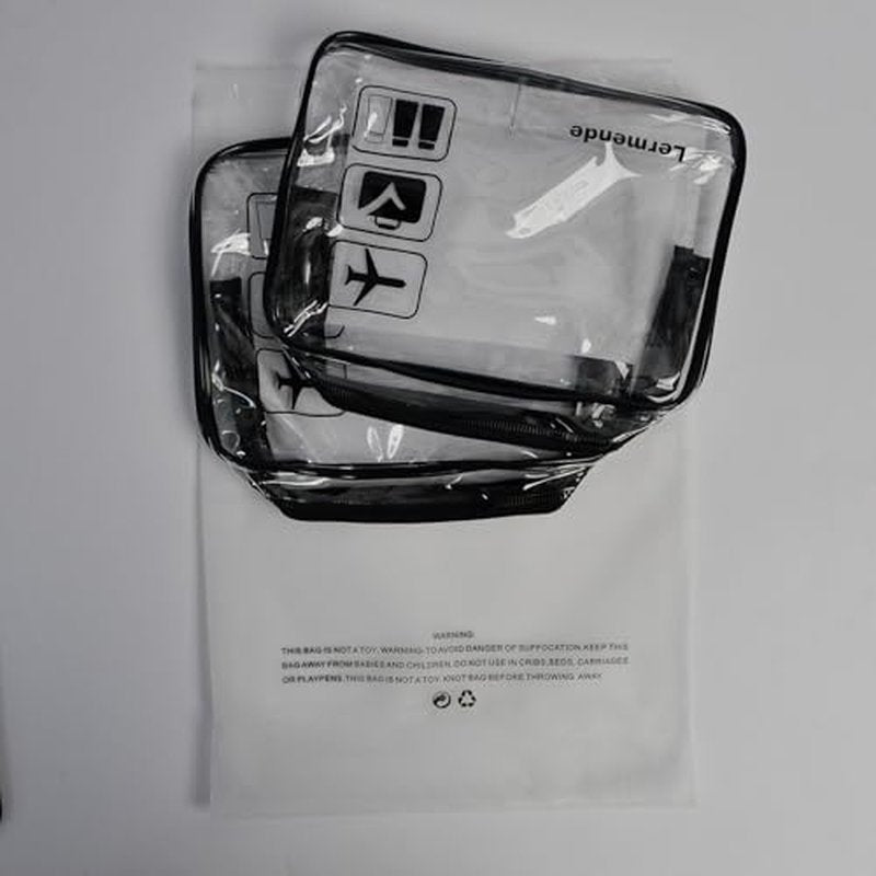 Lermende 2 PCS TSA Approved Toiletry Bag Clear Toiletry Bag for Traveling, Airport Travel Toiletry Bag Carry On TSA Bag Clear Bag Quart Sized Travel Toiletry Bag for Women Men (Black)