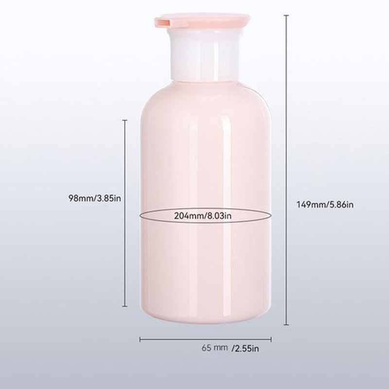 4 Pack Plastic Bottles with Pump Dispenser, Refillable Travel Containers, 300ml (Pink)