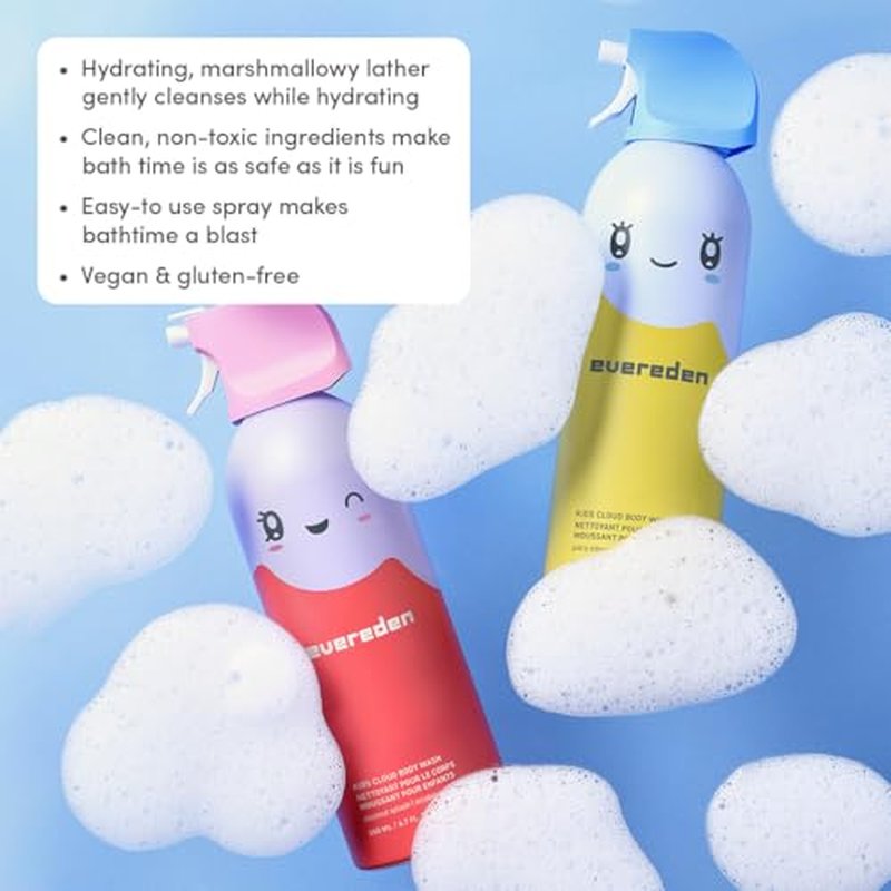 Kids Cloud Body Wash Duo - Gentle Nourishing Toddler Wash | Coconut & Citrus Scents, 2 Pack (6.7 fl oz Each)