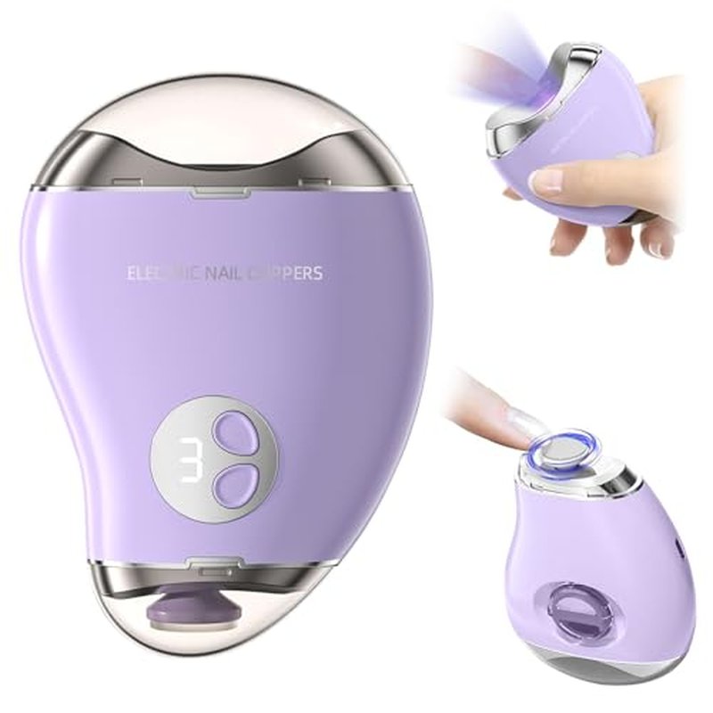 2 in 1 Electric Polishing Automatic Nail Clippers, 2024 New Electric Nail Clipper with 3 Adjustable Speeds, Automatic Nail Clippers, Automatic Nail Trimmer Toe Nail Clippers for Adults Seniors(Purple)