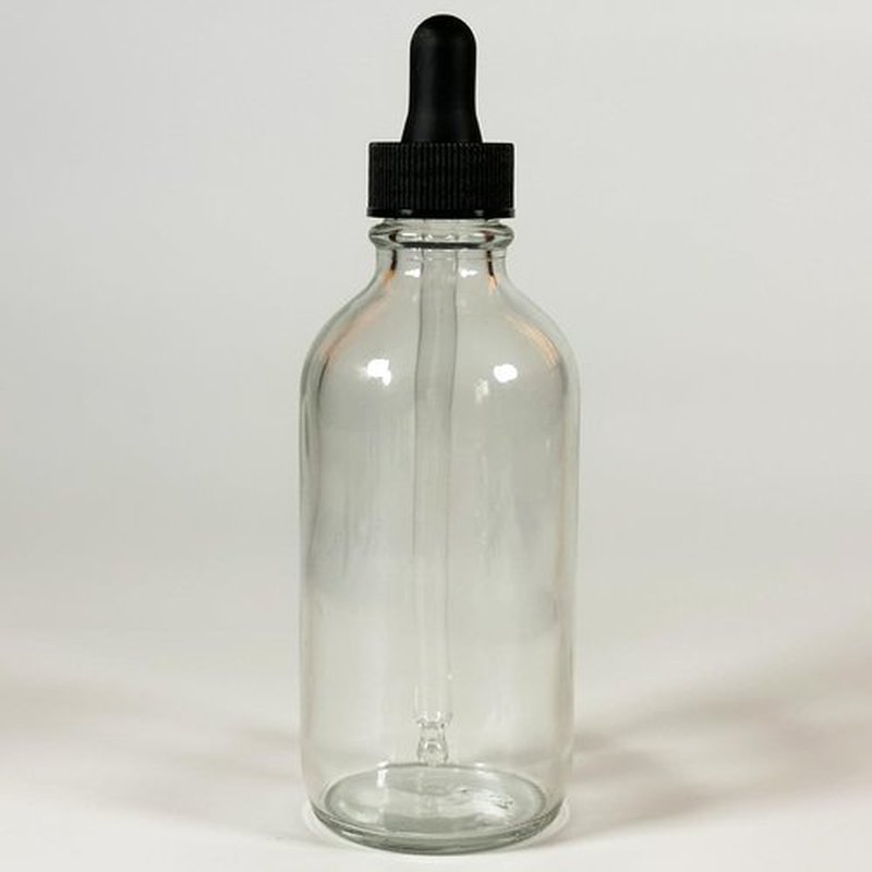 PIPIBA 6Pack 4oz (120ml) Round Drip Tip Glass Eye Droppers. Essential Oil Glass Bottle. For Lab Bottles (Clear)