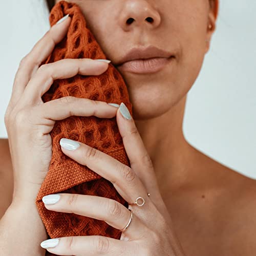 sea me at home Waffle Washcloth Set, 100% Cotton (Terra, Bath Towel Set)