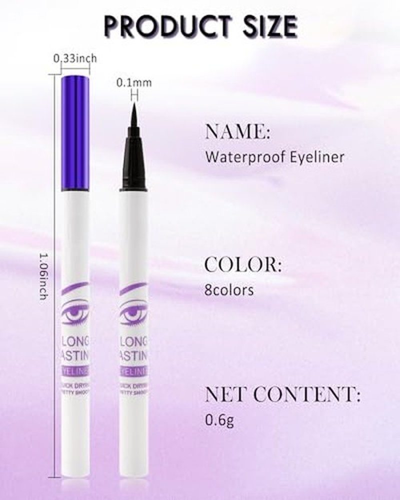 Black Matte Liquid Eyeliner, Waterproof Long Lasting Eyeliner Pencil, Smudge Proof, Quick-Dry, Ultra-Fine Tip, High Pigmented Smooth Glide Eye Liner Pen Makeup for Mature Women, Delineador De Ojos-01