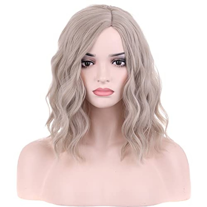 BERON 14 Inches Hot Pink Wig Short Curly Bob Wig Hot Pink Wigs Charming Women Girls Beach Wave Wigs for Daily Party Wig Cap Included