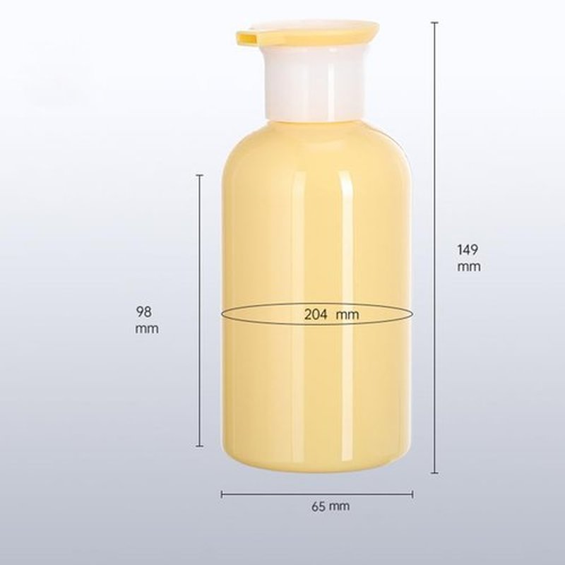 4 Pack Plastic Bottles with Pump Dispenser, Refillable Travel Containers, 300ml (Yellow)