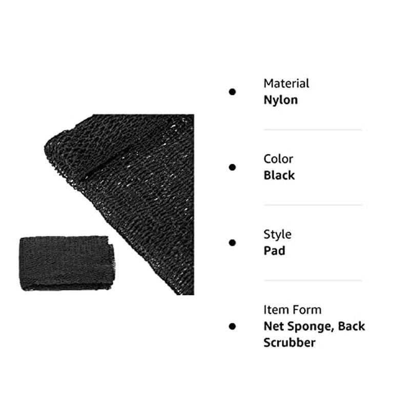 Geiserailie African Long Bathing Net Sponge Long Net Shower Body Scrubber Back Scrubber Skin Smoother Net Bathing Sponge for Daily Use or Stocking Stuffer (Black)