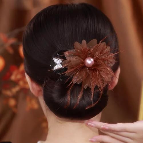 Insstyle Full Star Flower Hair Accessories, Hand Embroidered Flowers Deft Bun Hair, Character Hair Accessories,Lazy Hair Curler (Grey-2pcs)