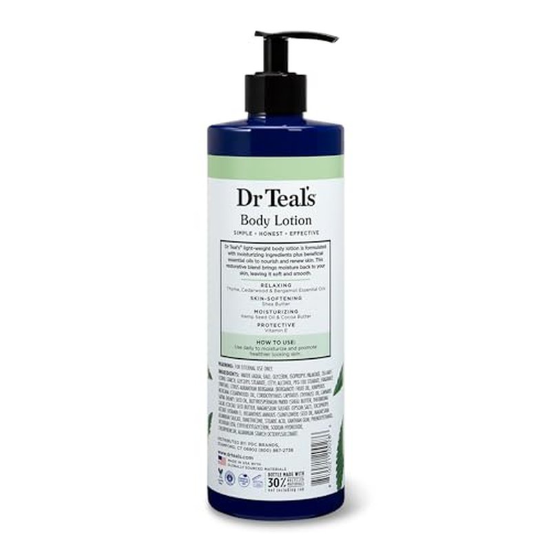 Dr Teal's Body Lotion, Cannabis Sativa Hemp Seed Oil & Essential Oils, 18 oz (Pack of 3)