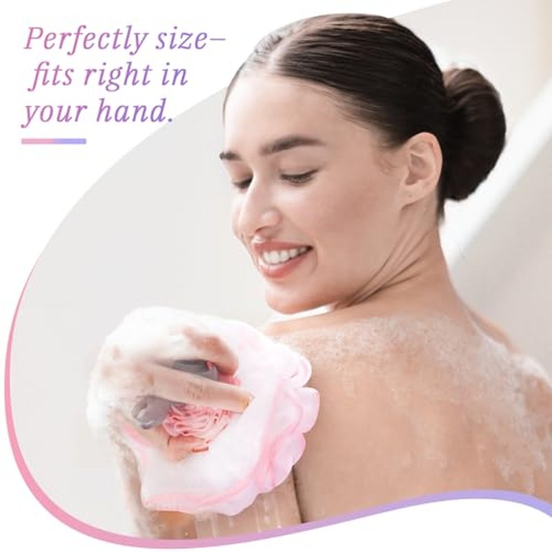 LAYUKI Bath Loofah Sponge,Bath Shower Loofah Sponge,Body Wash Sponge,Exfoliating Bath Sponge,Body Scrubber (Set of 2 Pieces,Pink and Blue)