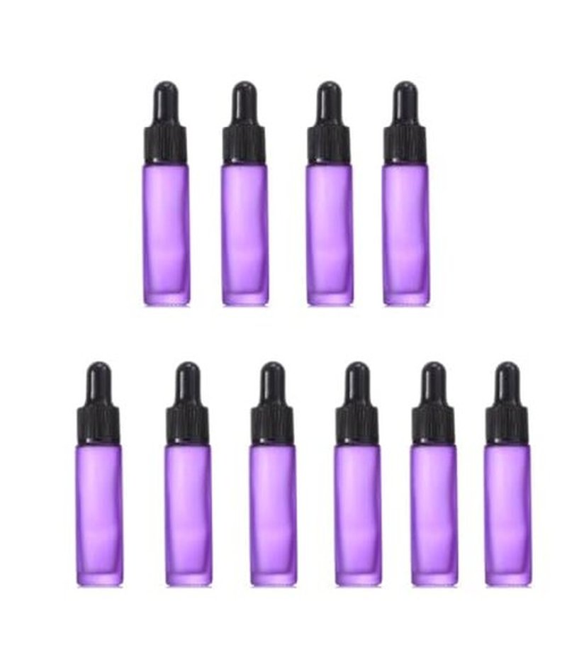 YORROR 10 Pcs 10ml Purple Frosted Glass Dropper Bottle with Eye Dropper,Empty Refillable Dropper Bottle Travels Bottle for Essential Oils,Aromatherapy,Perfume,Cosmetic,Laboratory