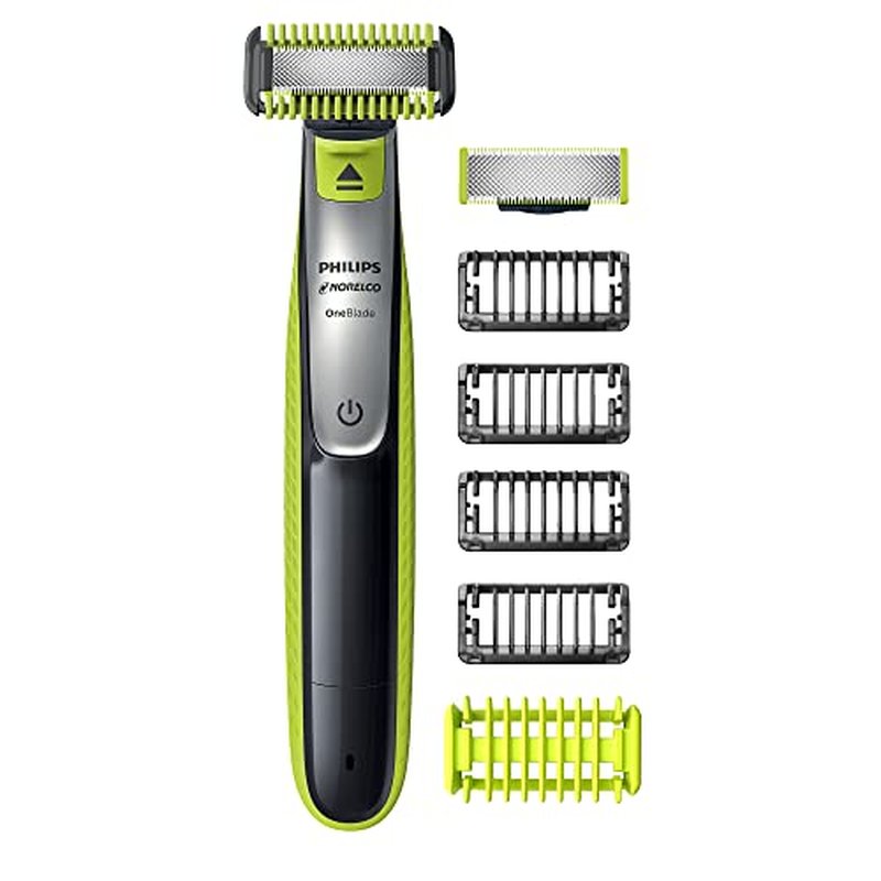 Philips Norelco OneBlade 360 with Connectivity Hybrid Face + Body, Electric Beard Trimmer, Shaver & Body Groomer with 360 Blade Tech, 1x360 Blade, 5-in-1 Comb, Body Kit, Travel Case, QP4631/90