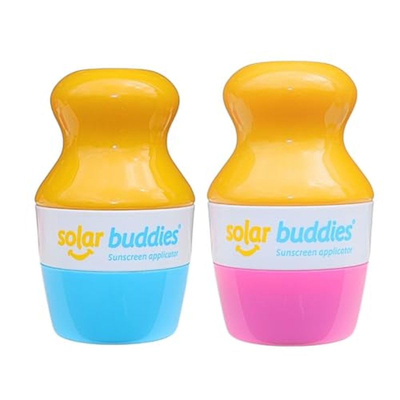 Solar Buddies Sunscreen Applicator - Blue Pack of 3 - BPA-Free Refillable Roll on Sponge Sunscreen, Suncream & Lotion Applicator For Kids, Adults & Families - Holds 3.4fl oz, Perfect Size for Travel