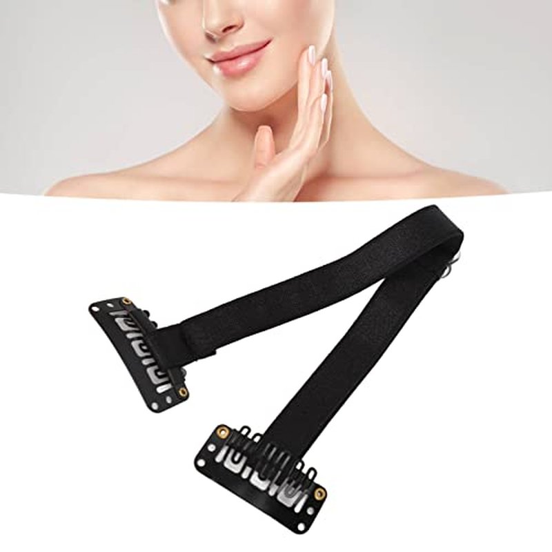 4pcs Facelift Bands with Clips, Elastic Facial Belt Eye Wrinkle Removal Belt, Facelift Patch Straps for Hair (Black)