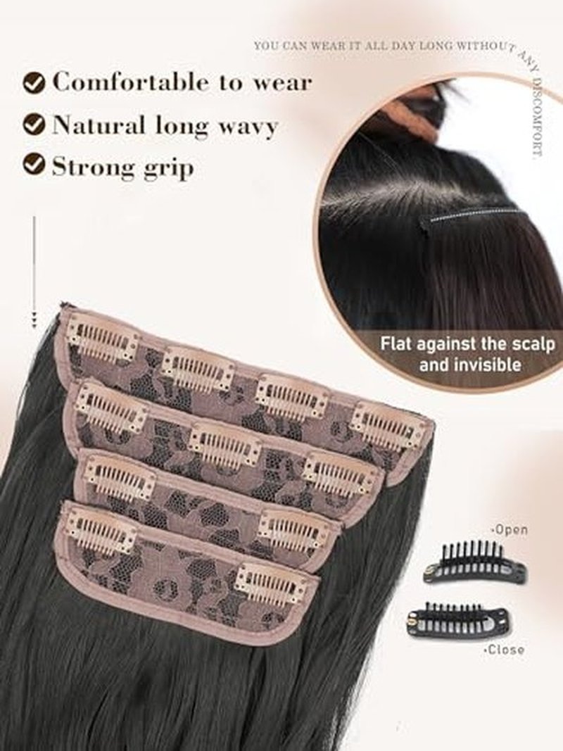 HANYUDIE Clip in Hair Extensions 20 Inch Brown Clip in Hair Extensions for Women 4 PCS Classic Synthetic Long Wavy Hair Extensions Clip ins 11 Clips 210g (Chocolcate Brown mix Honey Blonde)