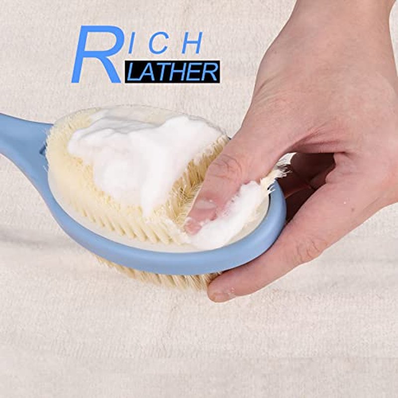 Shower Brush with Soft and Stiff Bristles,20.5" Extra Long Handle Dual-Sided Back Scrubber Bath Brush Body Exfoliator for Wet or Dry Brushing (Extra Long Handle)